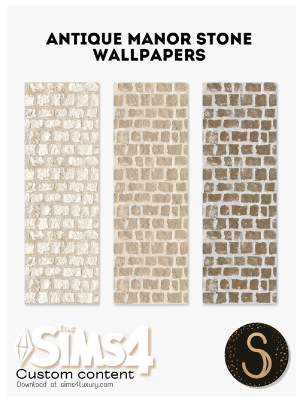 Alpha Wallpaper ANTIQUE MANOR STONES by simsfinds - The Sims 4 Custom Content