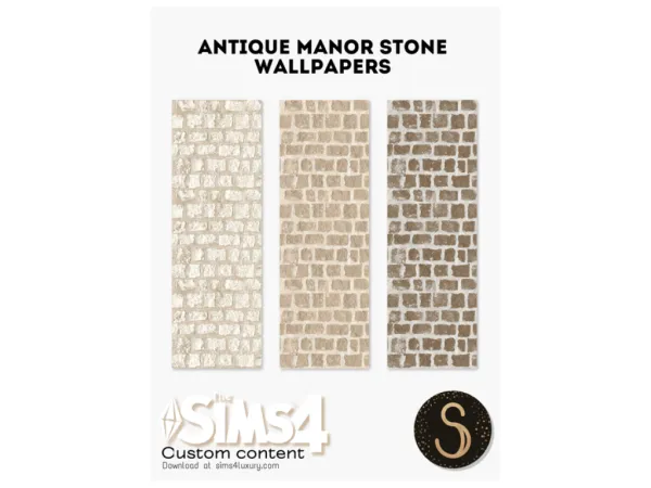 Alpha Wallpaper ANTIQUE MANOR STONES by Sims4Luxury - The Sims 4 Custom Content