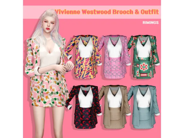 Alpha [RIMINGS] Vivienne Westwood Brooch Outfit - The Sims 4 Custom Content