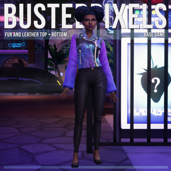 Maxis Match Fur and Leather Top Bottom by simsfinds - The Sims 4 Custom Content