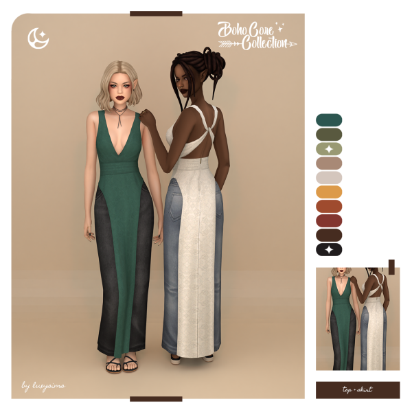 Maxis Match Top Skirt Boho Core Collection by luxysims - The Sims 4 Custom Content