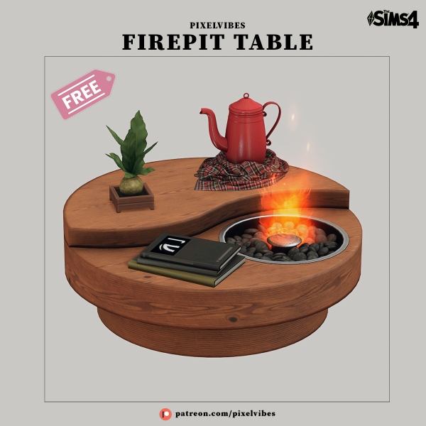 Mix Firepit Table by pixelvibes - The Sims 4 Custom Content