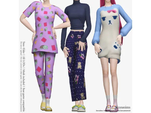 Maxis Match Update Huntrix Pajama Set by simnasimsworld - The Sims 4 Custom Content