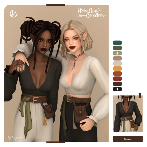 Maxis Match Blouse Boho Core Collection by luxysims - The Sims 4 Custom Content
