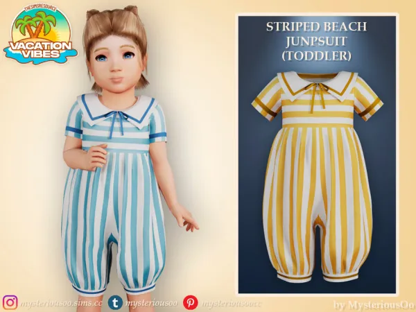 Alpha Striped beach jumpsuit Toddler by MysteriousOo - The Sims 4 Custom Content