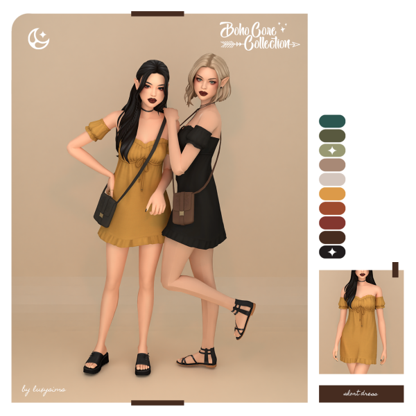 Maxis Match Short Dress Boho Core Collection by luxysims - The Sims 4 Custom Content