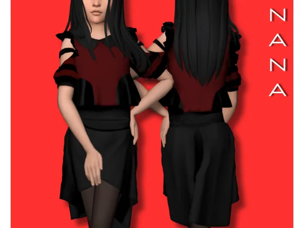 Alpha NANA7 Ruffled Shirt - The Sims 4 Custom Content