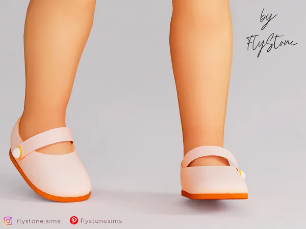 Maxis Match Toddler Glossy Flats With A Pearl On The Buckle by FlyStone - The Sims 4 Custom Content