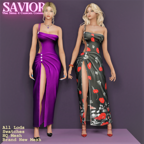 Alpha Svr_Chira Long Dress by saviorts4 - The Sims 4 Custom Content