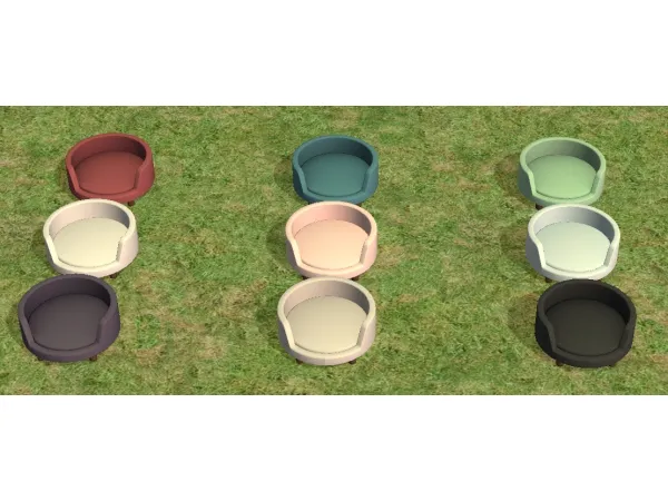 9 recolors of Deatherellas Purrrfect Cat Bed by simsfinds - The Sims 2 Custom Content