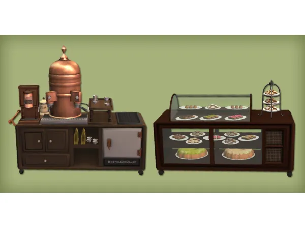 Travelinu2019 Joeu2019s Espresso Set and u201cPasticcerterau201d Pastry Cart Functional by jacky93sims - The Sims 2 Custom Content