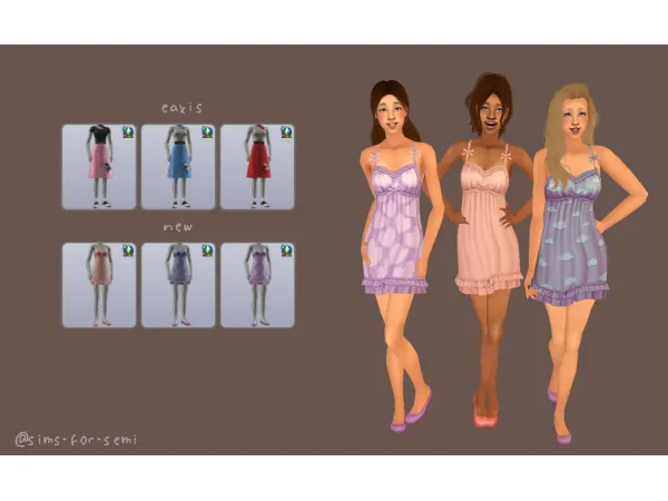 Coquette over dresses Default Replacements for semi by sims - The Sims 2 Custom Content