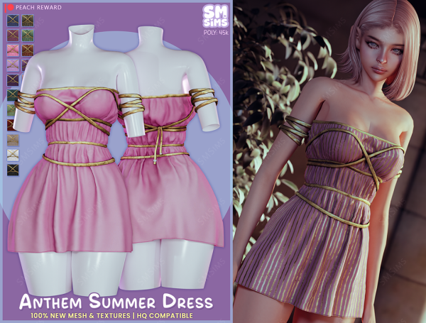 Alpha PEACH Anthem Summer Dress by simsfinds - The Sims 4 Custom Content