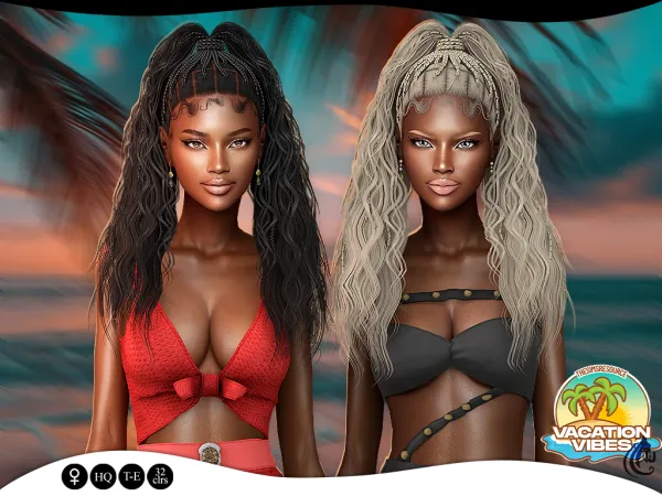 Alpha Vacation Vibes Dieula Hairstyle v2 - The Sims 4 Custom Content