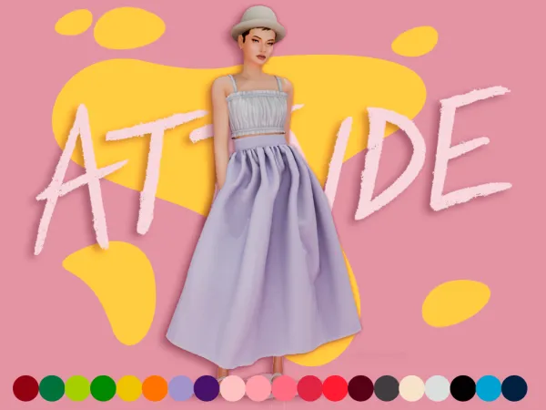 Maxis Match ATTNDE Long full high waisted skirt - The Sims 4 Custom Content