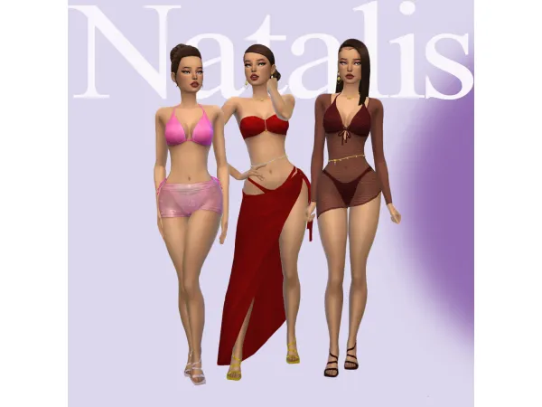 Maxis Match Set of swimwear and accessories by Natalis - The Sims 4 Custom Content