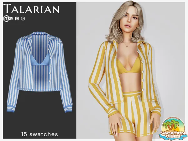 Alpha Louise Shirt with bikini top by thesimsresource - The Sims 4 Custom Content