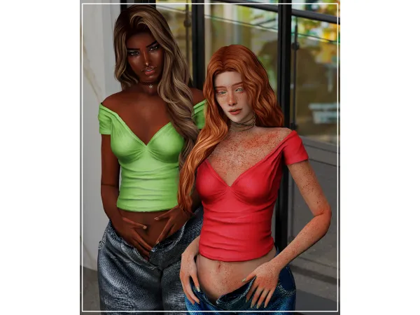 Alpha Mommy Vibes Cozy Bump Blouse - The Sims 4 Custom Content
