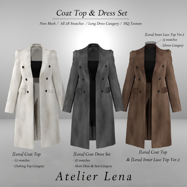 Alpha [Atelier Lena] Coat Top Dress Set by simsfinds - The Sims 4 Custom Content