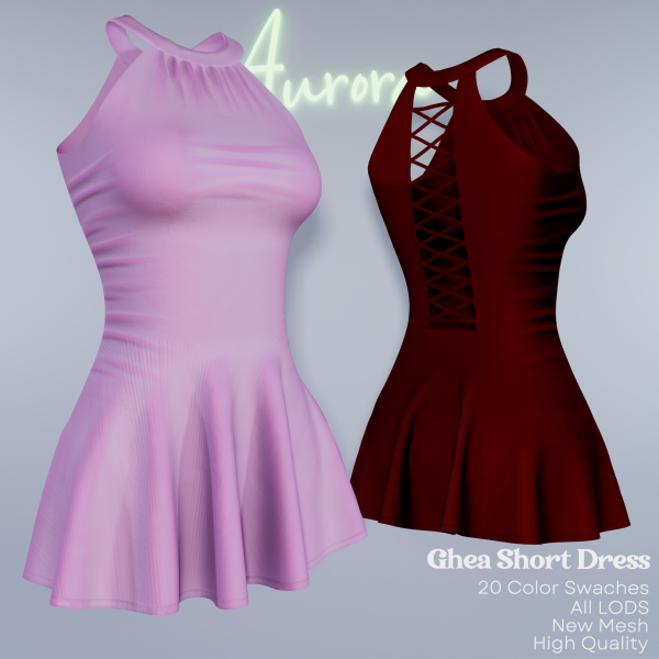 Alpha AU_Ghea Short Dress by aurorats4 - The Sims 4 Custom Content
