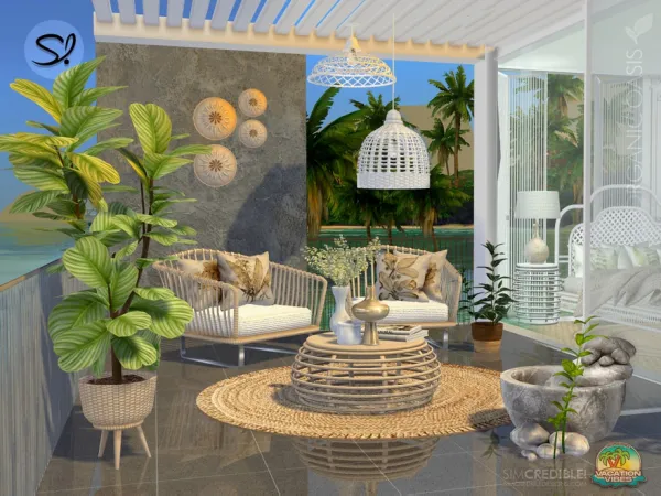 Alpha Organic Oasis Hotel Suite Balcony - The Sims 4 Custom Content