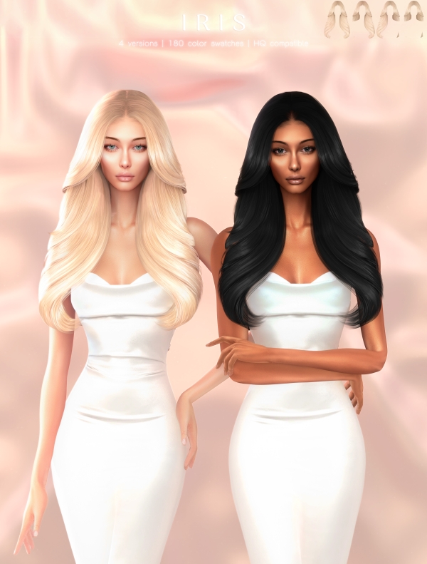 Alpha Iris Hairstyle by greenteahoney - The Sims 4 Custom Content
