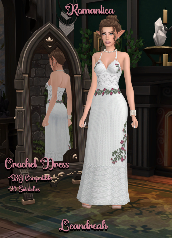 Maxis Match Romantica Long Crochet Dress by simsfinds - The Sims 4 Custom Content