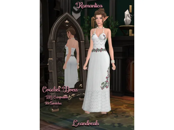 Maxis Match Romantica Long Crochet Dress by Leandreah - The Sims 4 Custom Content
