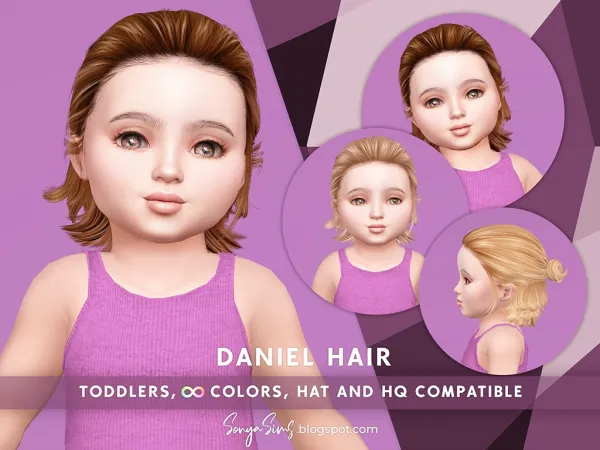 Alpha Daniel Hair for Females (No Bangs) Toddlers - The Sims 4 Custom Content