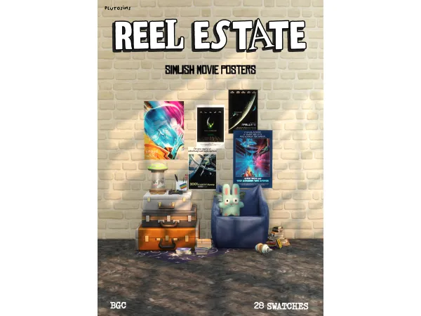 Mix Reel Estate Simlish Movie Posters by plutosims - The Sims 4 Custom Content