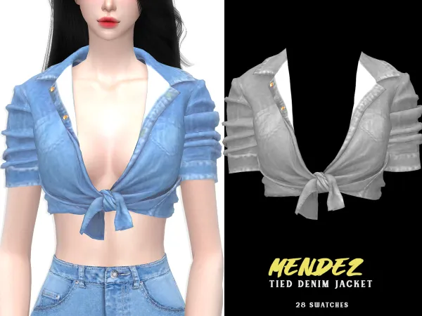 Alpha Mendez Tied Denim Jacket - The Sims 4 Custom Content