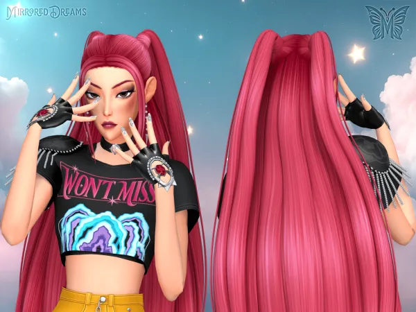 Mix Mira Hair Huntrix Earring Kpop Demon Hunters - The Sims 4 Custom Content