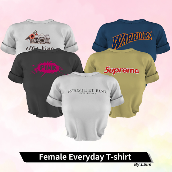 Alpha LSim female Everyday T shirt by simsfinds - The Sims 4 Custom Content