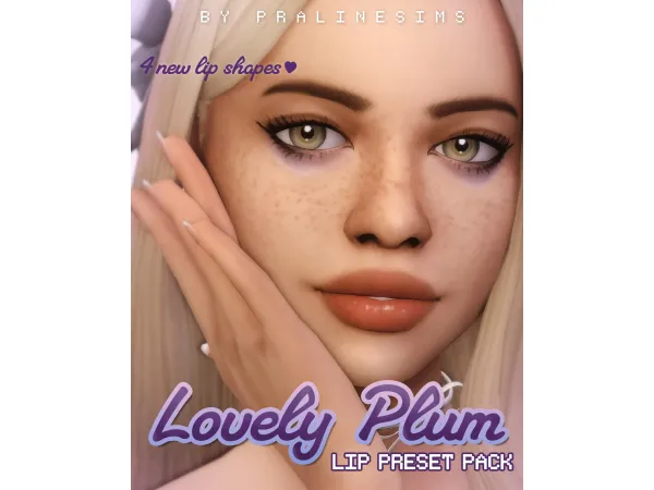 Mix LOVELY PLUM Lip Preset Pack by pralinesims - The Sims 4 Custom Content
