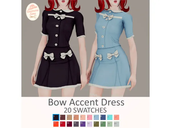 Maxis Match Bow Accent Dress by Guemara - The Sims 4 Custom Content