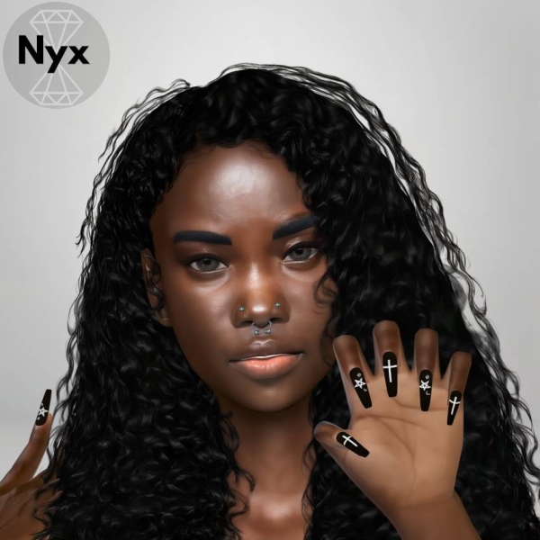 Alpha Goth long nails by nyx_sims - The Sims 4 Custom Content