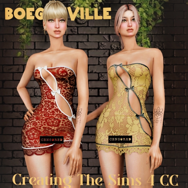 Alpha Boe_Lucy Dress Full Lace by boegenville - The Sims 4 Custom Content