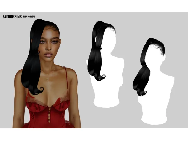 Mix IRMA PONYTAIL by BadddieSims - The Sims 4 Custom Content