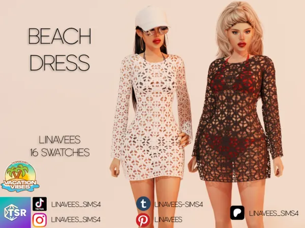 Alpha EMELY BEACH DRESS by linavees - The Sims 4 Custom Content