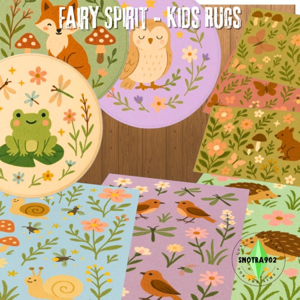 Mix Fairy Spirit Kids Rugs by simsfinds - The Sims 4 Custom Content