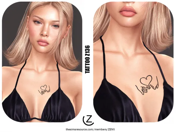 Mix TATTOO Z136 by ZENX - The Sims 4 Custom Content