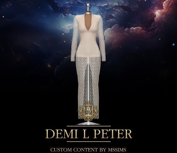 Alpha DEMI L PETER GOWN by simsfinds - The Sims 4 Custom Content