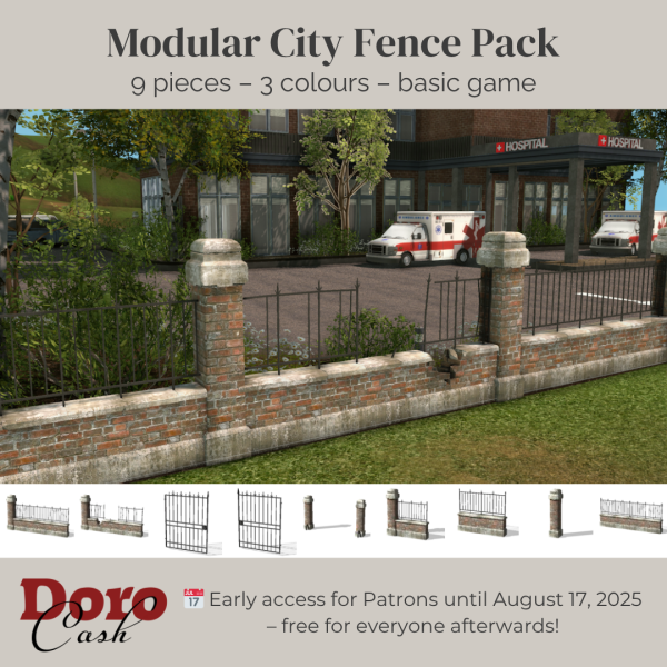 Alpha Modular City Fence Pack by simsfinds - The Sims 4 Custom Content