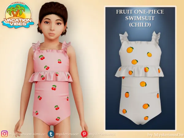 Alpha Fruit one piece swimsuit Child by MysteriousOo - The Sims 4 Custom Content