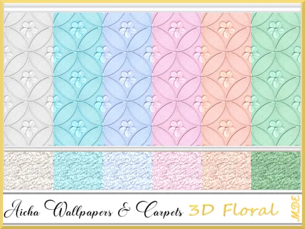 Mix Aicha Set 3D Floral Wallpapers Carpets by _MDE_ - The Sims 4 Custom Content