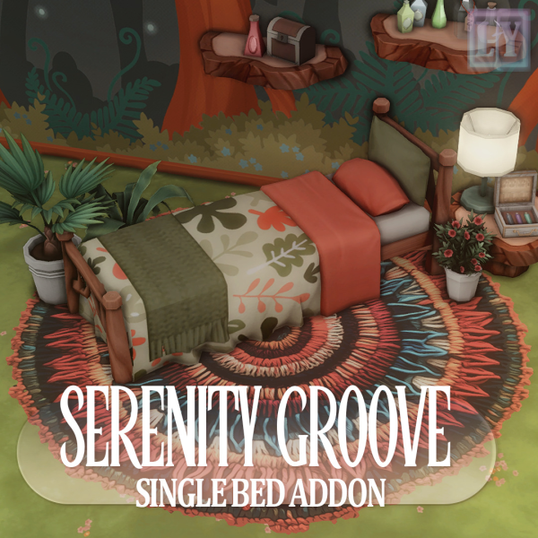 Maxis Match Serenity Groove Single BED by simsfinds - The Sims 4 Custom Content