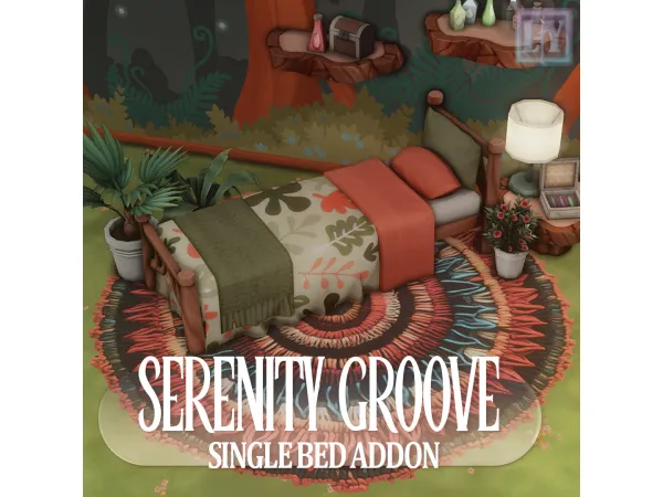 Maxis Match Serenity Groove Single BED by LuuFORYou - The Sims 4 Custom Content
