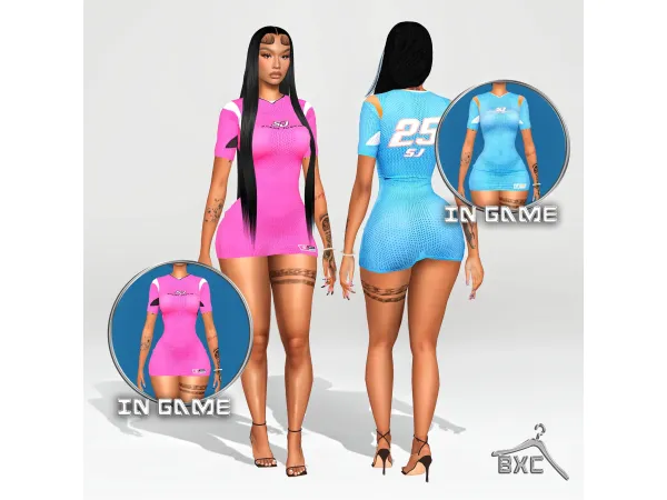 Sims 4 SHANE JUSTIN COURT SIDE FOOTBALL DRESS by Baddiexsimmer
