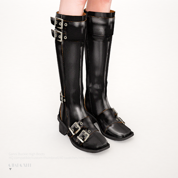 Alpha Ganni Buckle High Boots by simsfinds - The Sims 4 Custom Content