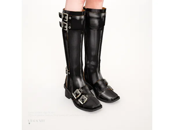 Alpha Ganni Buckle High Boots by charonlee - The Sims 4 Custom Content